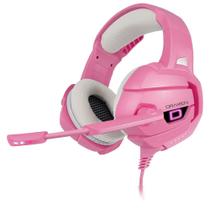 Headset Fone e Microfone Rosa P2 P3 Com Leds Iluminado Controle de Volume - Draxen