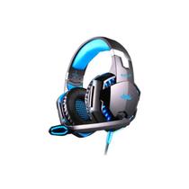 Headset fone gamer com microfone e led p3 - kp-455a azul