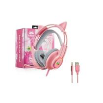 Headset Fone Gamer Com Microfone E Led P3/P2 - Kp-Ga04 Rosa