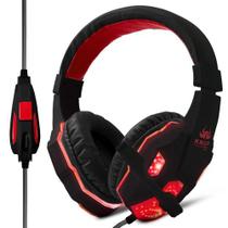 Headset Fone Gamer Com Microfone Preto e Vermelho - K-nup