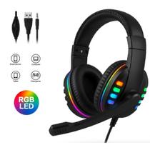 Headset Fone Gamer Led RGB com microfone USB e P2 Para PC Computador Celular Videogame Headset Fone Gamer Led RGB com microfone USB e P2 Para PC Computador Celular Videogame