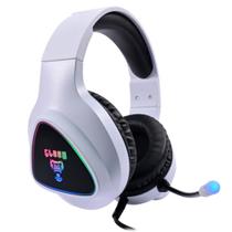 Headset gamer clanm cl-hm709 mount branco led alto falante 50mm usb a