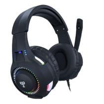 Headset Gamer CLANM Cyber LED Rainbow com Microfone Drivers 40mm Stereo Preto