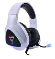 Headset gamer clanm linha mount branco com led/ com fio