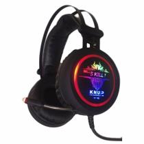 Headset Gamer Com Luz Led USB Preto E Vermelho Knup KP-401