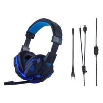 Headset Gamer Com Microfone Com Led Azul Usb P2 Dex Df-81