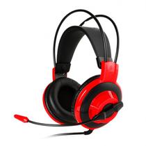 Headset gamer, com microfone, msi, preto e vermelho, 2x 3.5mm p2, ds501