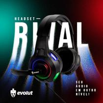 Headset Gamer Evolut EG307 Rival, LED, Drivers 40mm, USB, P3, Preto