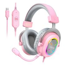 Headset Gamer Fifine Ampligame H6X, RGB, 7.1 Surround, 50mm, USB, PC, Móvel e Console, Rosa - H6XP Headset Gamer Fifine Ampligame H6X, RGB, 7.1 Surround, 50mm, USB, PC, Móvel e Console, Rosa - H6XP