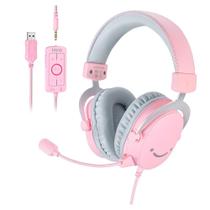 Headset Gamer Fifine H9, Som Surround 7.1, USB, Console e PC, Rosa - H9P
