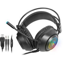 Headset Gamer Fortrek Crusader P2 e USB RGB Preto