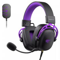 Headset Gamer Havit, 3.5mm + USB, Drivers de 53mm, Múltiplas Plataformas, Black/Purple, HV-H2002C+U Headset Gamer Havit, 3.5mm + USB, Drivers de 53mm, Múltiplas Plataformas, Black/Purple, HV-H2002C+U