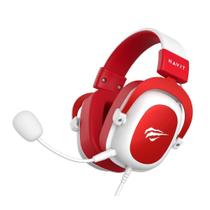 Headset Gamer Havit H2002D, Conector P2, Branco Com Vermelho