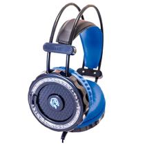 Headset Gamer Hayom HF2201 - Microfone - LED - Conector P2 e USB para energia - Preto e Azul