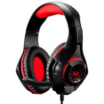 Headset Gamer Multilaser Warrior PH219 - com LED Vermelho - Conector 3.5mm e USB Controle de Volume