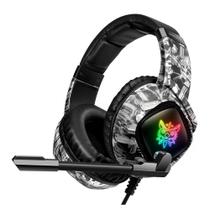 Headset Gamer Onikuma K-19, RGB, Driver 40mm, USB e P3, Cinza Camuflado - K19