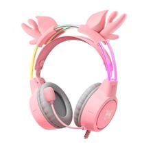 Headset Gamer Onikuma X-15 Pro, RGB, driver 50mm, P3, PC, Xbox e PS4, Com Orelha de Veado, Rosa - X15 ProRGB