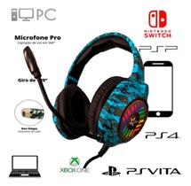 Headset Gamer P2 Azul Celeste Compatível com Celular, PC, PS4 e Notebook