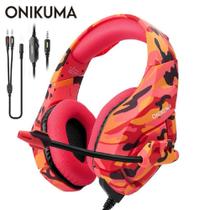 HEADSET GAMER PROFISSIONAL ONIKUMA K1-B CAMUFLADO Rosa para PC PS 4 XB