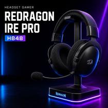 Headset Gamer Redragon Ire Pro H848 Sem Fio 2.4GHz Bluetooth Cabo Driver 40mm Microfone PC PS5 Notebook Celular Preto
