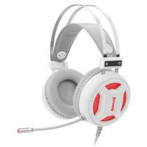 Headset Gamer Redragon Minos Lunar White, LED Verm, Drivers 50mm, Surround 7.1 Virtual, USB - H210W