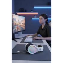Headset Gamer RGB Branco Imersivo - Som 50mm