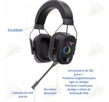 Headset Gamer Rgb Wireless Delta Fb505 500mah Preto Headset Gamer Rgb Wireless Delta Fb505 500mah Preto