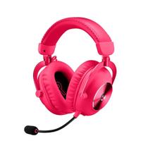 Headset Gamer Sem Fio Logitech G Pro X 2 Lightspeed, Driver 50mm, Bluetooth, USB e 3.5mm, para PC, Playstation e Switch, Rosa Magenta - 981-001274