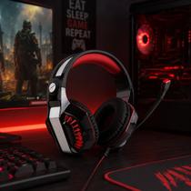 Headset Gamer Surround LED com Microfone Retrátil Cabo P3 + Adaptador p/ P2 - Vermelho KP- 491 Headset Gamer Surround LED com Microfone Retrátil Cabo P3 + Adaptador p/ P2 - Vermelho KP- 491