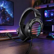 Headset Gamer USB com Microfone LED Som Estéreo para PC Notebook Celular PEI-GM020