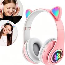 Headset Gatinho Rosa Com Bass Grave Forte Headset Gatinho Rosa Com Bass Grave Forte