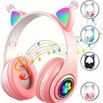 Headset Gatinho Rosa Com Orelhinhas LED Bluetooth Headset Gatinho Rosa Com Orelhinhas LED Bluetooth