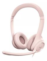 Headset Logitech H390 USB Rosa Controle de Áudio 981-001280