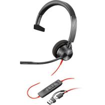 Headset Poly Plantronics Blackwire 3310 Teams USBA USBC Preto