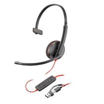 Headset Poly Plantronics Blackwire C3210 USBA USBC Preto C3210