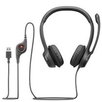 Headset USB Logitech H390 Com Almofadas, Controles de Áudio Integrado e Microfone Com Redução de Ruído