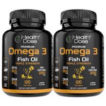 Health Dose Ômega 3 Óleo de Peixe 120 cápsulas gelatinosas, pacote com 2