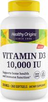 Healthy Origins Vitamina D3 10.000 UI (Não transgênico), 360 Softgéis