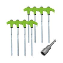 Heavy Duty espiral parafuso com soquete hexagonal, Camping Anchor, terra Pegs, Tent Prego, 8pcs