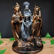 Hécate deusa tríplice dourada com prata metalizado 28cm - CASA FÉ
