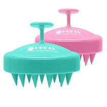 Heeta Hair Scalp Massager Shampoo Brush, com Silicone Macio, Detangler de cabelo molhado e seco (2 Pack, Green & Rose Pink)
