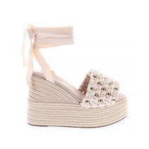 Helena - Sandália Plataforma Trançada com Amarração Off White Helena - Sandália Plataforma Trançada com Amarração Off White
