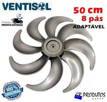 Hélice Adaptável para Ventilador Ventisol 50 cm 8 pás Prata Original Eixo Redondo 8mm