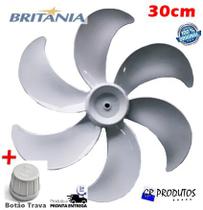 Hélice + Botão Trava Ventilador Britânia 30cm 30 6 Pás B30 Turbo Philco Meia Lua 8mm - BRITANIA