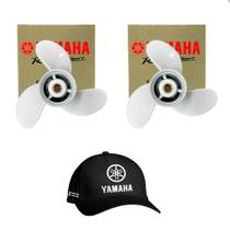 Hélice Para Motor de Popa Yamaha 15hp 9.1 4 x 10.1 2 Kit Com 2 Boné Grátis Hélice Para Motor de Popa Yamaha 15hp 9.1 4 x 10.1 2 Kit Com 2 Boné Grátis