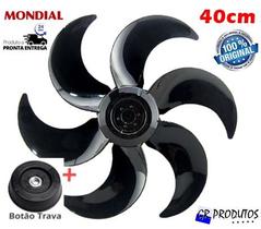 Hélice + Trava Ventilador Mondial 40cm 40 Vt41 ou V45 ou 75 ou Maxi Power 6 Pás Preto Original EIXO Redondo 8mm