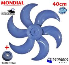 Hélice + Trava Ventilador Mondial 40cm 40 Vt41 ou V45 ou Nv-75 ou Maxi Power 6 Pás Azul Original EIXO Redondo 8mm