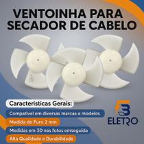 Hélice Ventoinha Turbina para Secador de Cabelo Britania Philco Arno Gama Mondial ( Kit C/3 PEÇAS ) Hélice Ventoinha Turbina para Secador de Cabelo Britania Philco Arno Gama Mondial ( Kit C/3 PEÇAS )