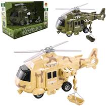 Helicoptero a friccao operacao resgate com som e luz + acessorios a bateria na caixa - DM BRASIL