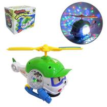 Helicoptero Bate e Volta Boné Toy King Com Som e Luz + Globo Giratório A Pilha